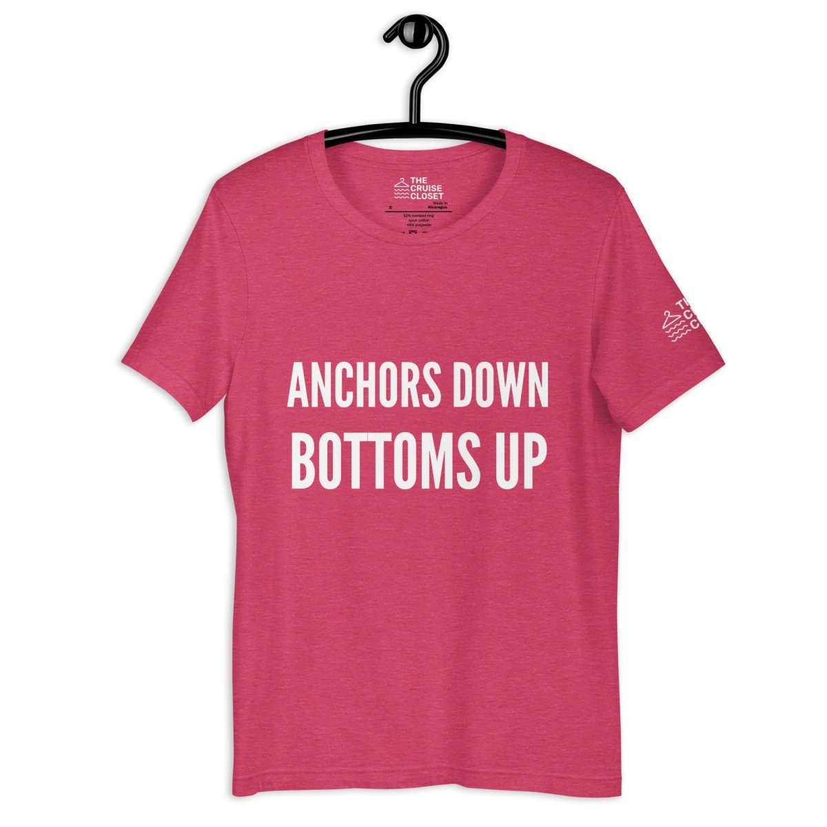 Anchors Down, Bottoms Up Cruise Shirt in Heather Raspberry by the cruise closet