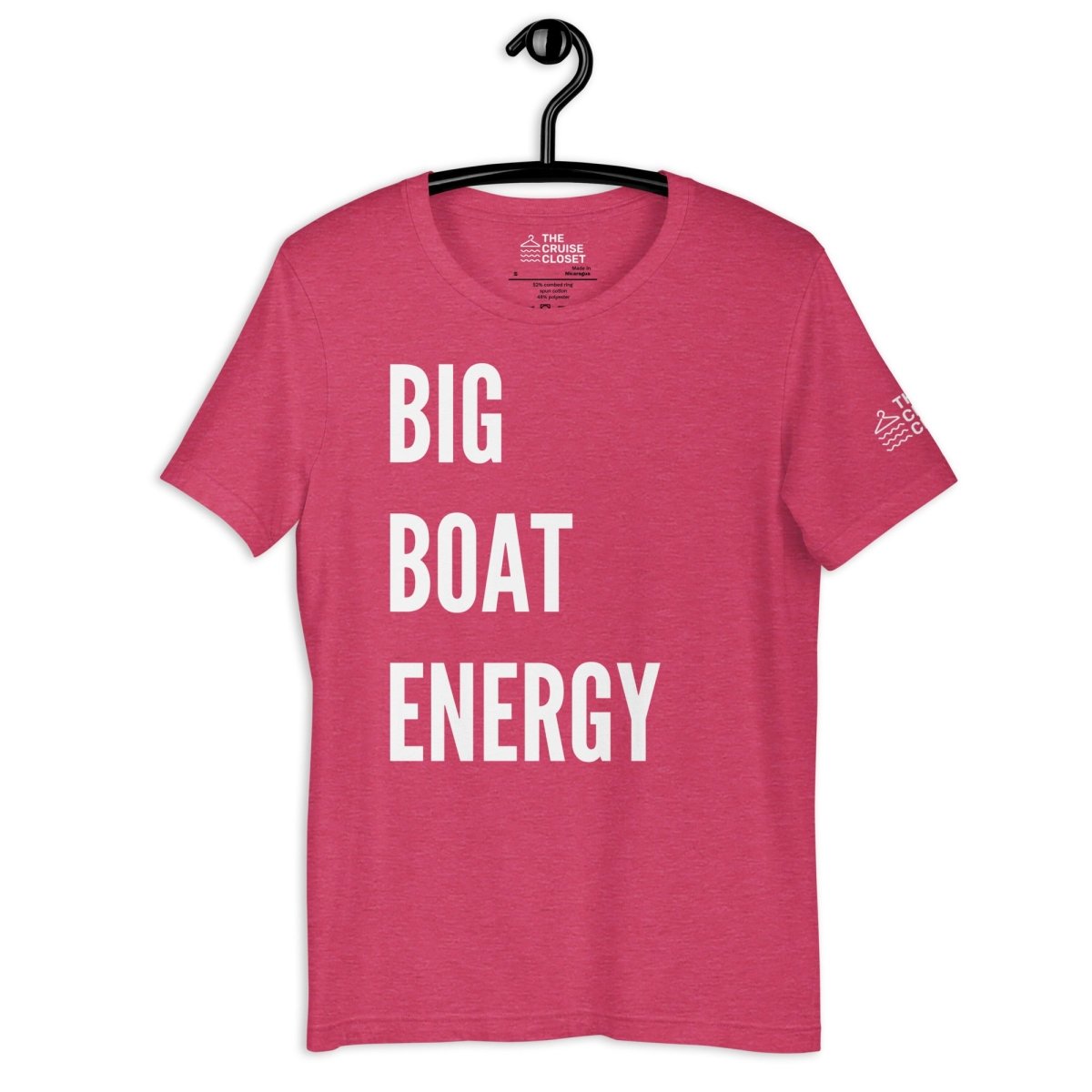 Big Boat Energy Cruise Shirt in Heather Raspberry by the cruise closet