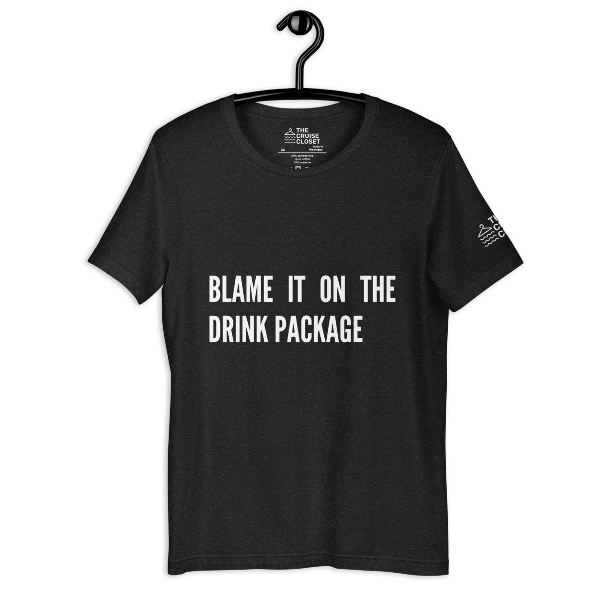 Blame it on the Drink Package T - Shirt in Black Heather by the cruise closet