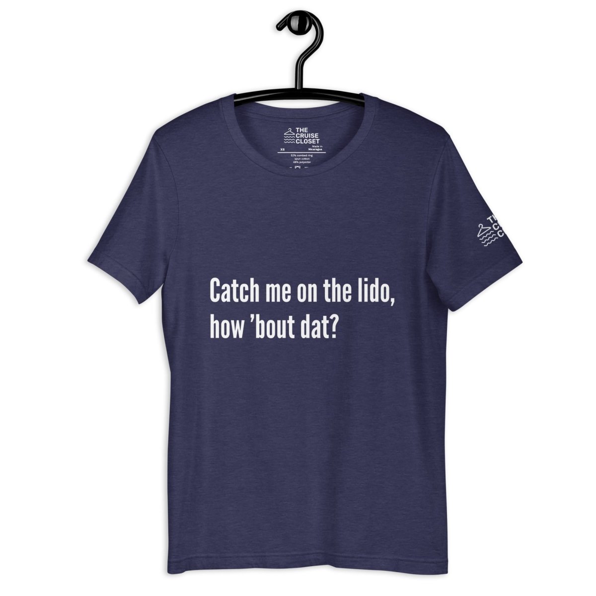 Catch me on the lido, how 'bout dat? T - Shirt in Heather Midnight Navy by the cruise closet