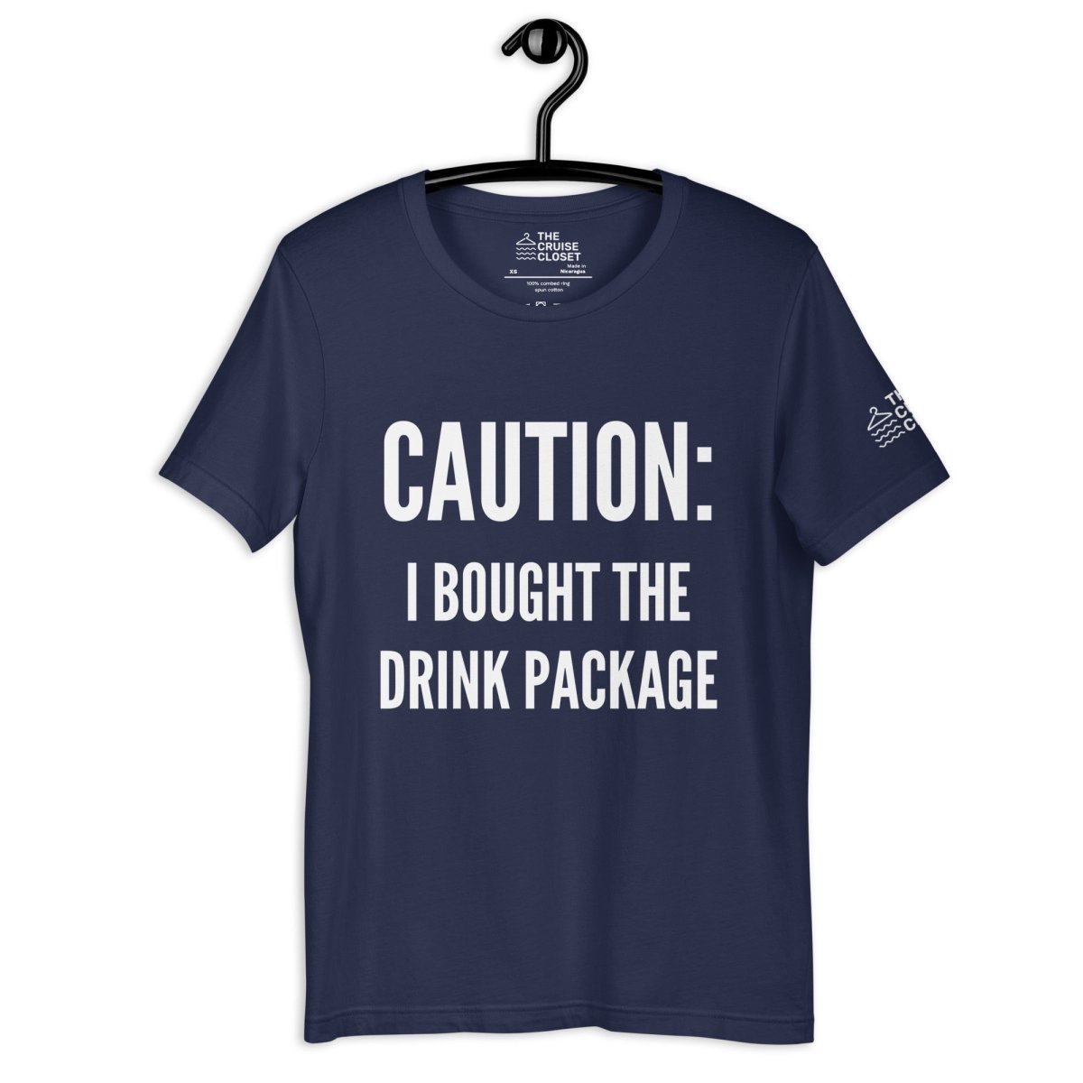 Caution: I Bought the Drink Package v.2 T - Shirt in Navy by the cruise closet