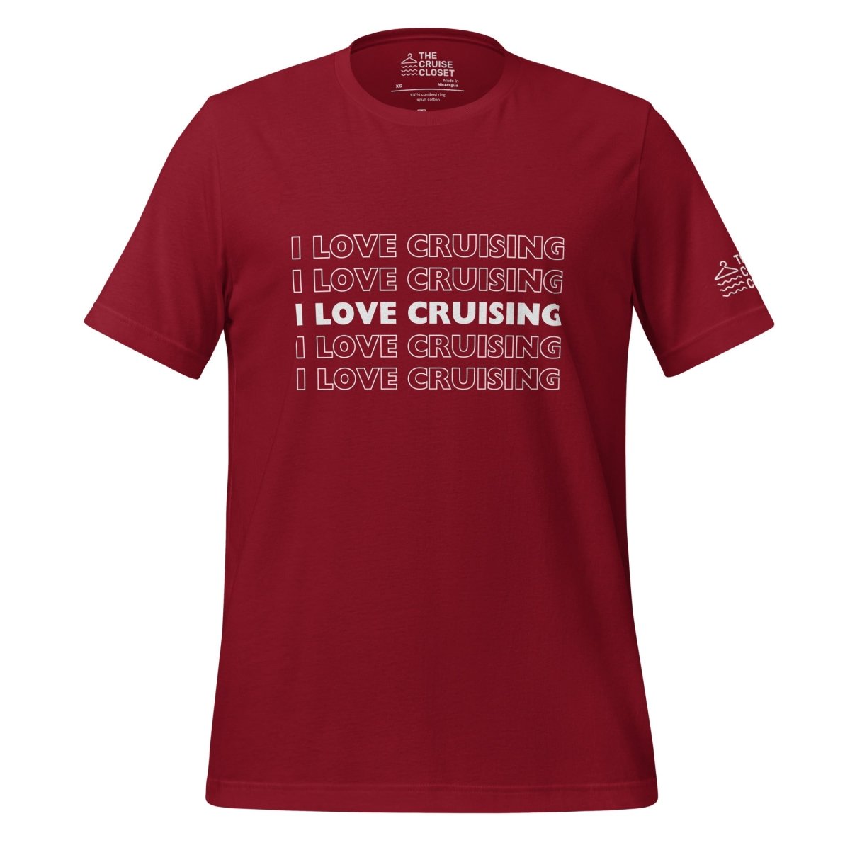 I Love Cruising x5 T - Shirt in Cardinal by the cruise closet