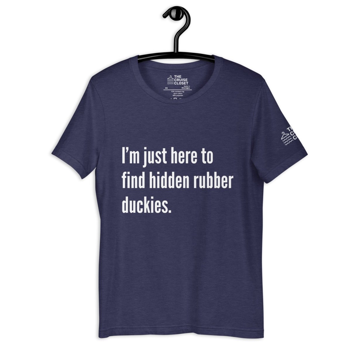 I'm just here to find hidden rubber duckies T - Shirt in Heather Midnight Navy by the cruise closet