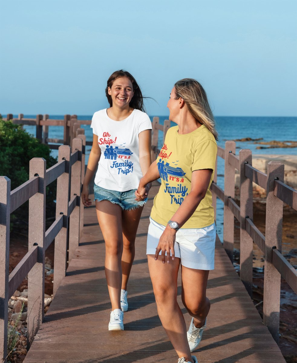 Oh Ship! It's a Family Trip! T - Shirt in Yellow by the cruise closet