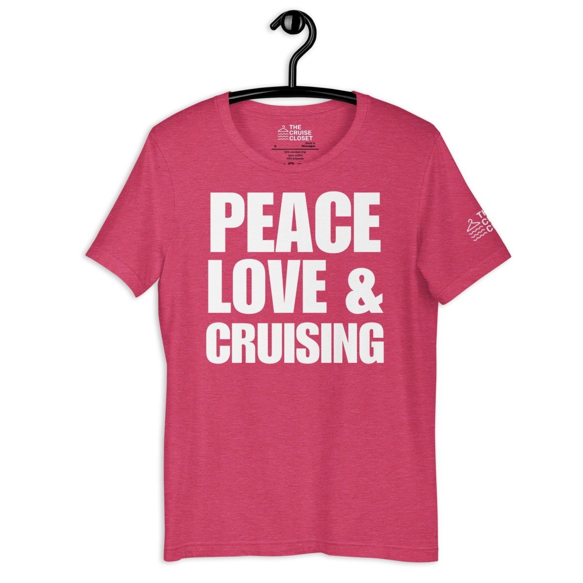 Peace, Love, and Cruising T - Shirt in Heather Raspberry by the cruise closet