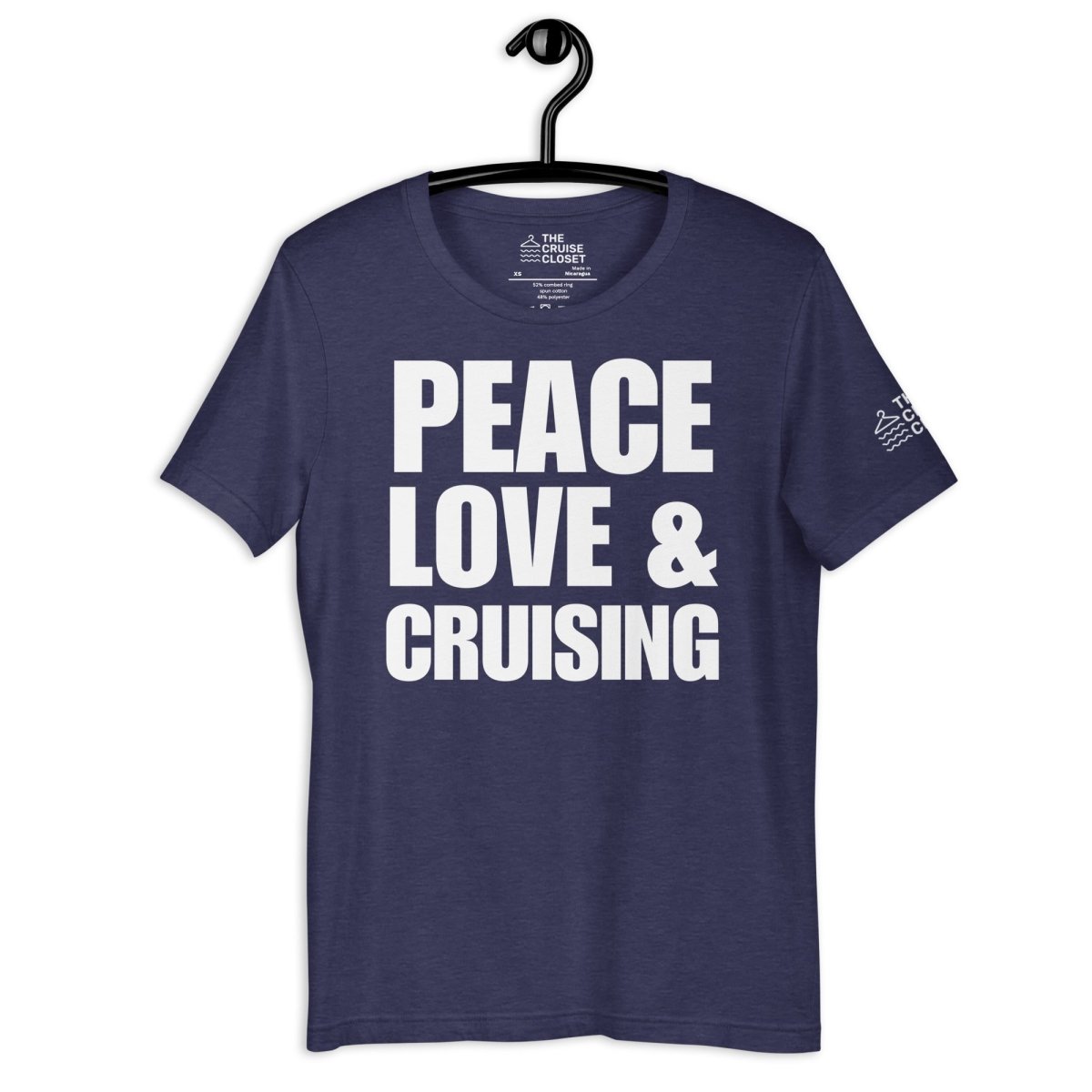 Peace, Love, and Cruising T - Shirt in Heather Midnight Navy by the cruise closet