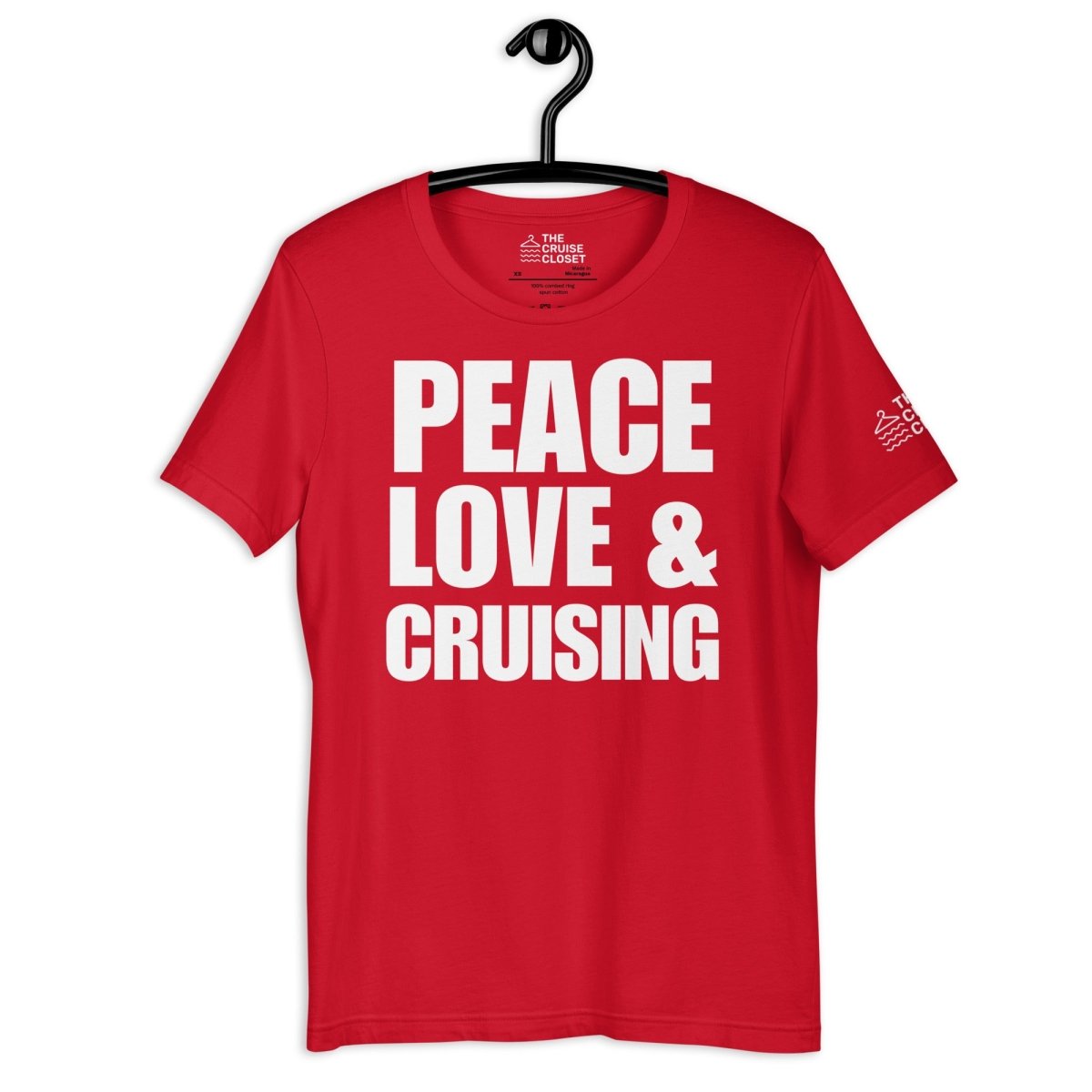 Peace, Love, and Cruising T - Shirt in Red by the cruise closet