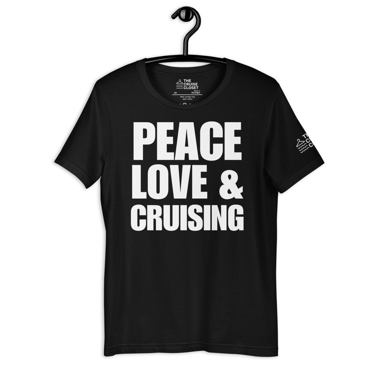 Peace, Love, and Cruising T - Shirt in Black by the cruise closet