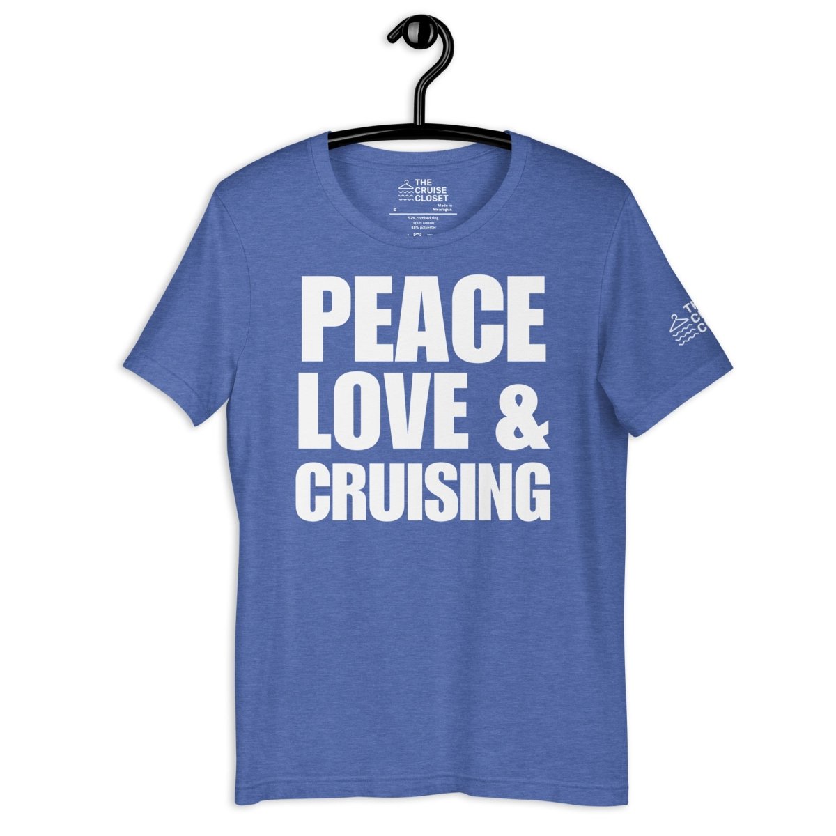 Peace, Love, and Cruising T - Shirt in Heather True Royal by the cruise closet