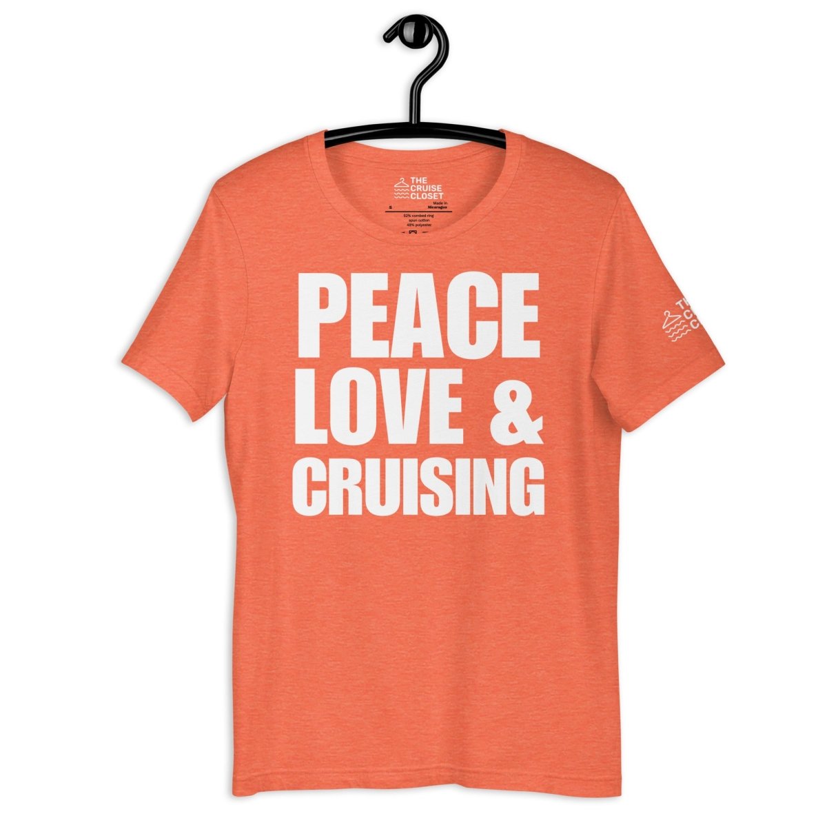 Peace, Love, and Cruising T - Shirt in Heather Orange by the cruise closet