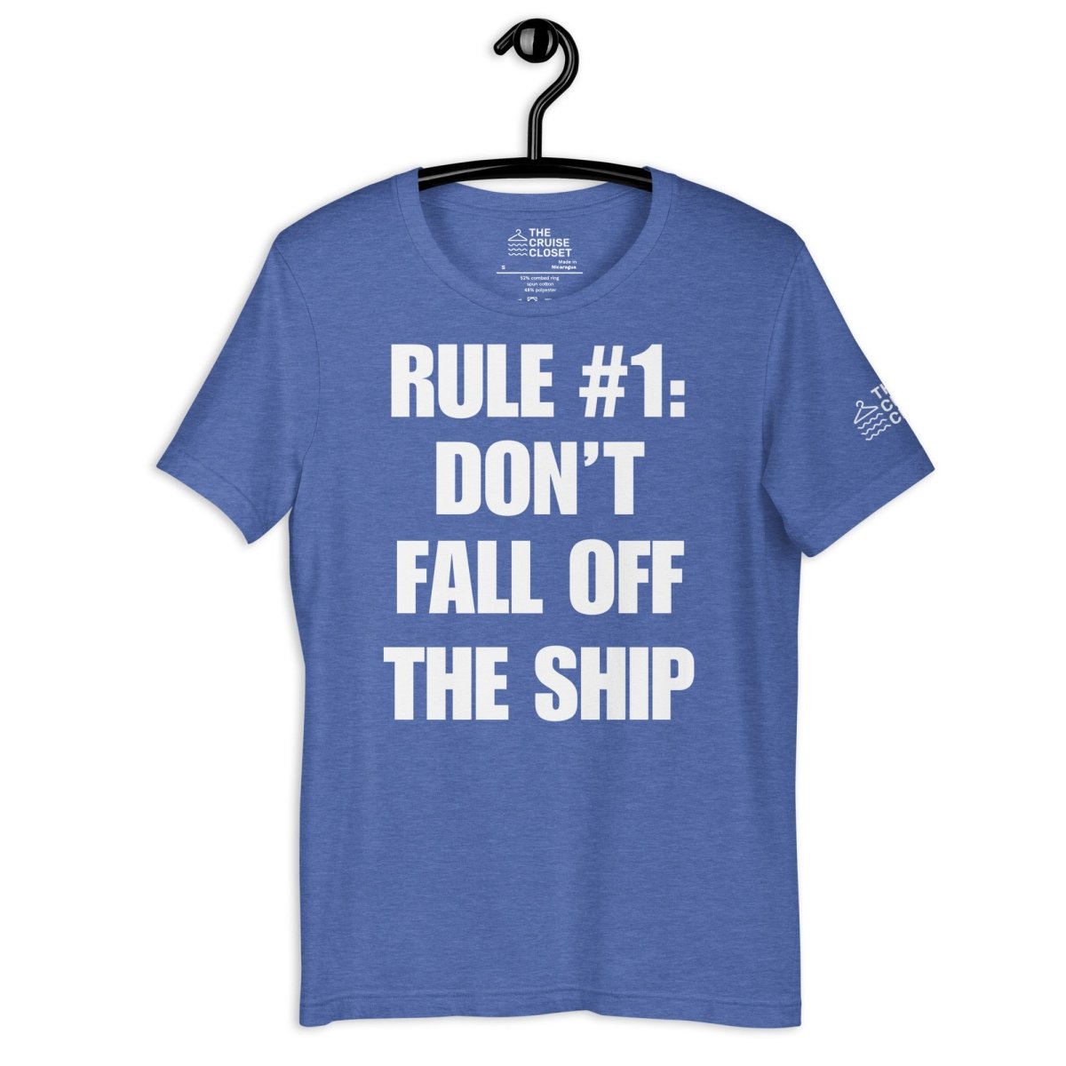 Rule #1: Don't Fall Off the Ship v2 T - Shirt in Heather True Royal by the cruise closet