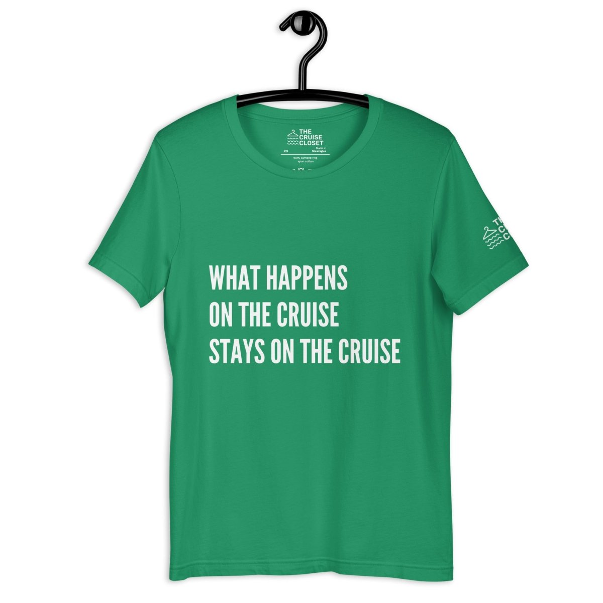 What happens on the cruise stays on the cruise T - Shirt in Kelly by the cruise closet